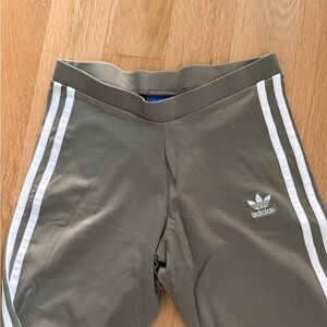 Adidas Olive Green 3 Stripe Leggings XS